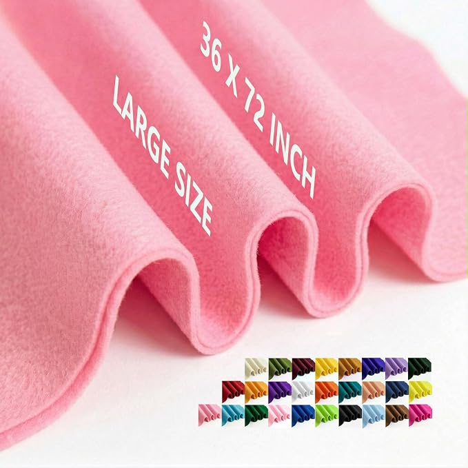 Pink Felt Fabric 36" x 72" 1.6mm Thick Large Craft Sheet | Soft, Flexible Felt by MEDIANER