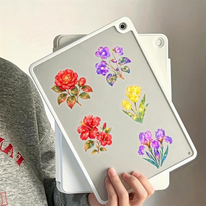 50 Pcs Clear Flowers Aesthetic Stickers - Image 5