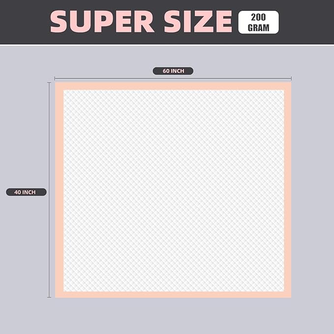 MKISS Oversized Bed Pads 40" x 60"(20 Counts), Heavy Duty Ultra Absorbent Underpads, Chucks Pads Disposable for Adults, Children, Babies, Elderly and Pets