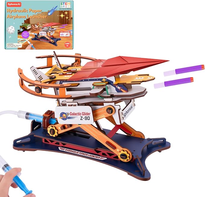 DIY 2in1 Hydraulic Paper Airplanes & Darts Launcher Stem Toys by SphonxAi