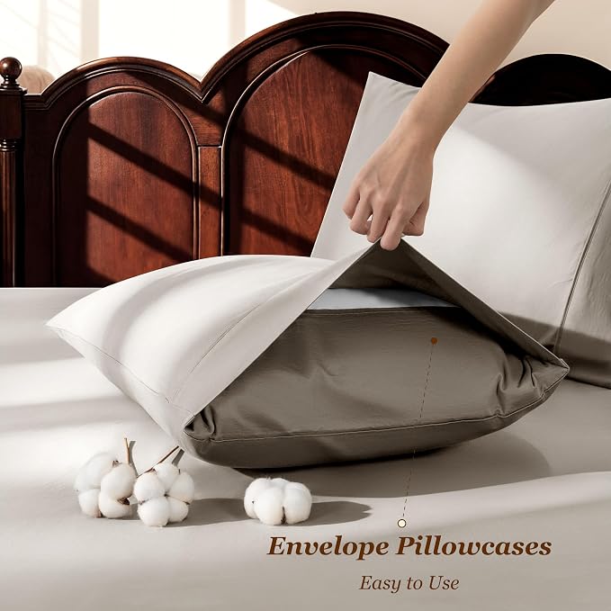 LBRO2M 100% Cotton Sheets Set Deep Pocket 19", 1000 Thread Count Full Size 4 - Image 6