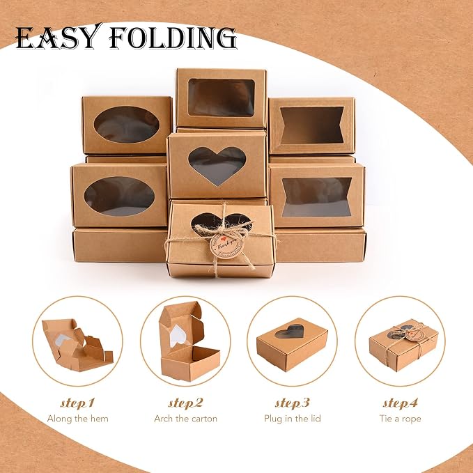 32 PCS Brown Soap Boxes for Homemade Soap, 3.54 X 2.36 X 1.18 Inch Soap - Image 3