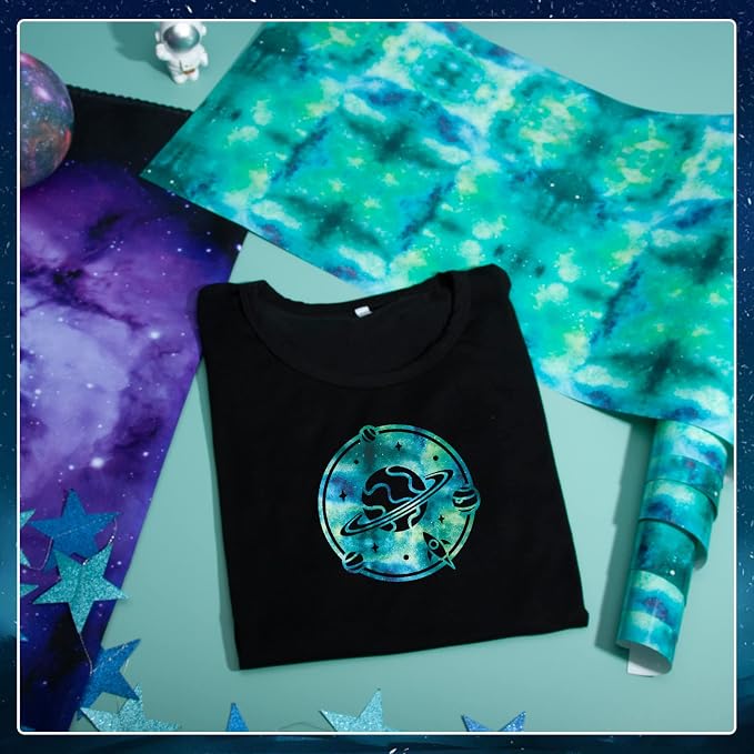 Tintnut Green Galaxy Glow in the Dark HTV Vinyl, stretch washable, suitable - Image 5