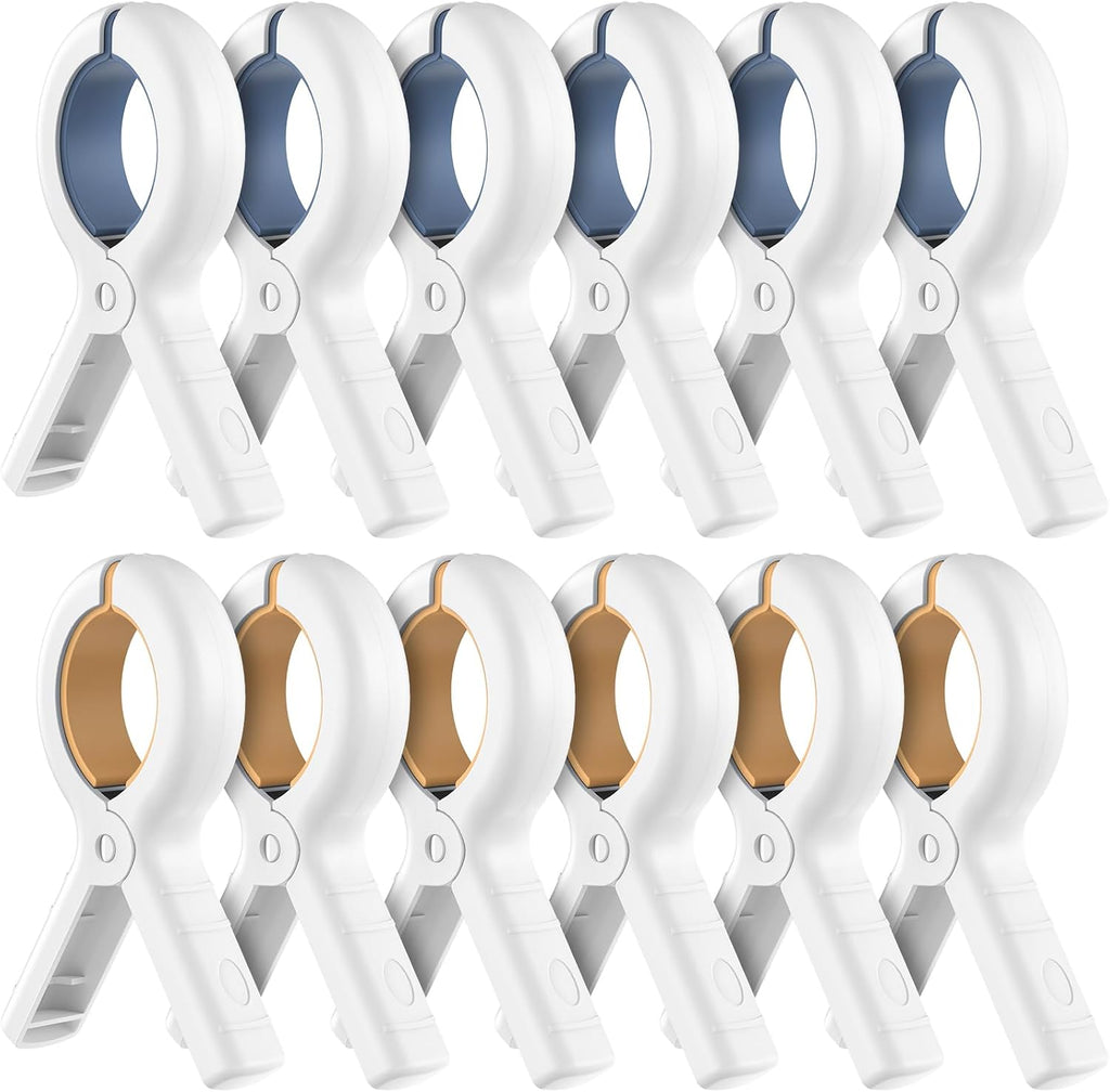 Senbowe 12 Pack Beach Towel Clips, Heavy Duty Plastic Clothes Pins, Windproof Clothes Clips to Dry on Clothesline and Hanging Rack