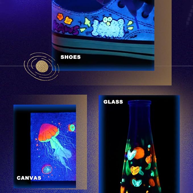 Artecho Glow in the Dark Acrylic Paint Set – 12 Colors x 11ml | Non-Toxic - Image 8
