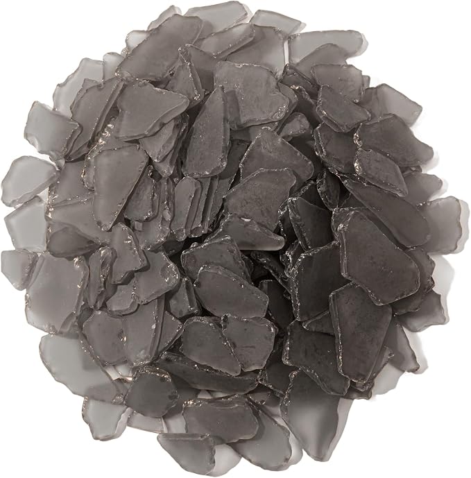 Keedolla Black Sea Glass for Crafts - 40 OZ Flat Frosted Seaglass Pieces by Keedolla