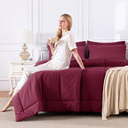 CozyLux Queen Comforter Set Burgundy, 7 Pieces Bed in a Bag, All Season Bedding - Image 7