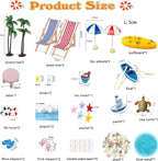 31 Pcs Beach Miniature Dollhouse Decoration, Umbrella Palm Chair Miniature Toys - Image 2