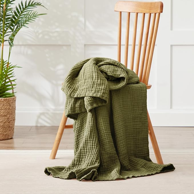 100% Cotton Muslin Blanket Large 50" x 70", Breathable and Lightweight Cotton - Image 6