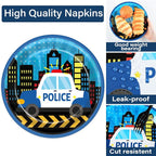 Qyeahkj 50 Guests Police Plates and Napkins Party Supplies Police Car Party - Image 3