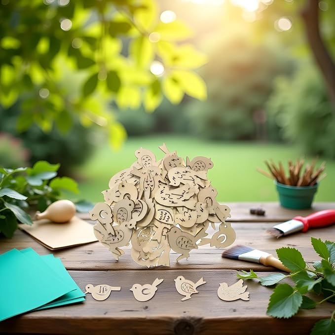 50Pcs Holiday Crafting Supplies and DIY Handmade Ornaments, Natural Unfinished - Image 4