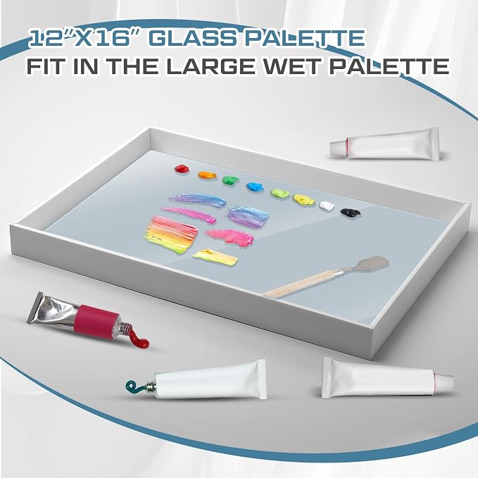 Nuanchu 1 Pcs 12 x 16 Inches Neutral Grey Tempered Glass Palette - Image 5