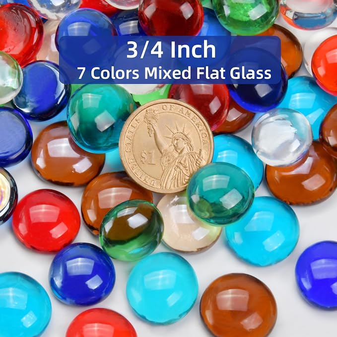 1LB Mixed Color Flat Glass Marbles - Image 2