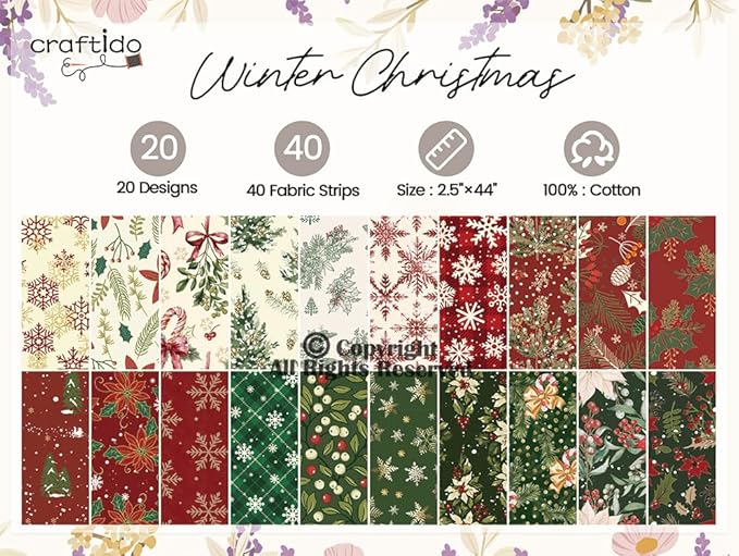 Craftido-20 Options-100% Cotton Jelly Roll Fabric Precut Strips - Image 4