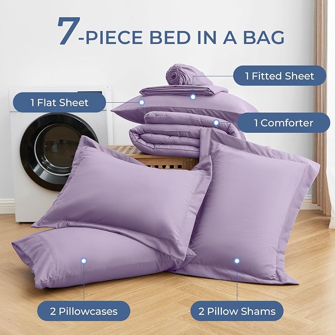 Sasttie Full Size Comforter Sets, 7 Pieces Bed in a Bag Full, Complete Bedding - Image 6