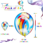 24 Pieces Tie Dye Agate Marble Balloons 12 Inches Tie Dye Swirl Latex Balloons - Image 2