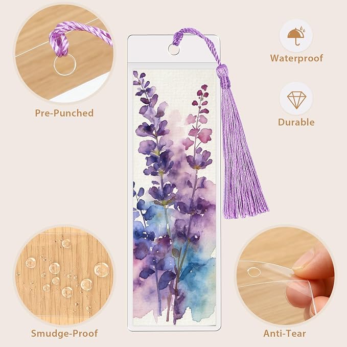 60 Pack Bookmarks with Sleeves & Tassels – Blank Watercolor Paper Bookmarks - Image 3
