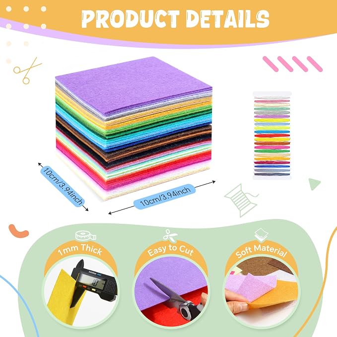 moinkerin 50Pcs Felt Sheets for Crafts - Image 2