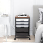 SYKIARIOL Utility Cart with 5 Drawers, Storage Drawer Cart with Wooden Tabletop - Image 2