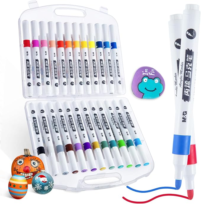 M&G 24 Colors Acrylic Paint Pens Markers Stocking Stuffers, Paint Pens by MG