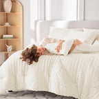 MUXHOMO 7 Pieces Queen Comforter Set, Seersucker Bed in a Bag Queen Size - Image 7