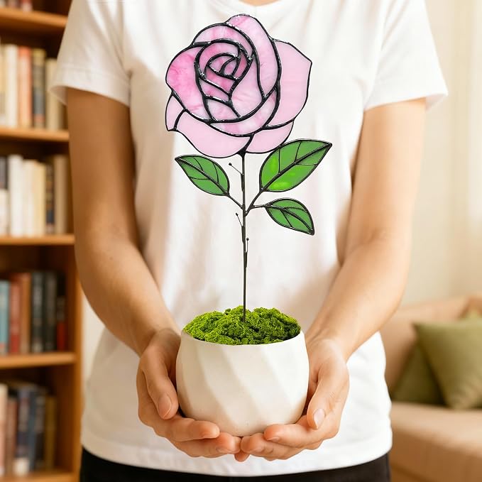 Glass Flowers, Stained Glass Rose - Image 2