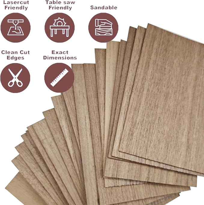 MUXGOA 20 Pcs Walnut Wood Sheets, Unfinished Thin Lumber Solid Wood - Image 4