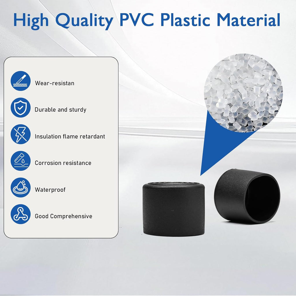 4 Pcs 3" Round Rubber Chair Leg Caps, PVC Table Leg Covers, Flexible & Anti-Slip Furniture Leg End Caps, Chair Leg Floor Protectors for Bar Stool Leg Patio Indoor, Black