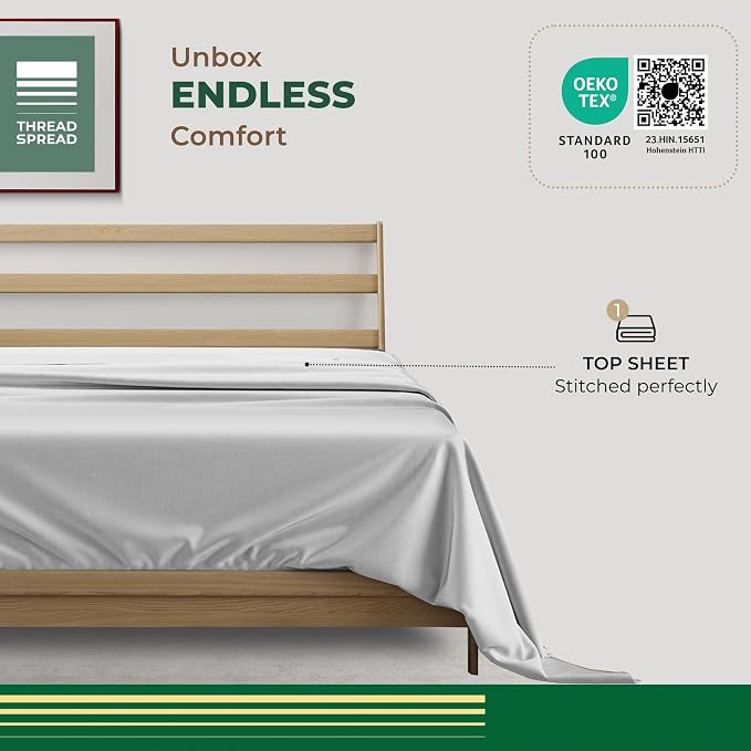 THREAD SPREAD 100% Organic Cotton Percale Flat Sheet Full Size - Image 3