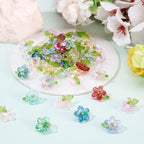 FASHEWELRY 120Pcs 12 Colors Transparent Glass Flower Charms 19mm Colorful - Image 6