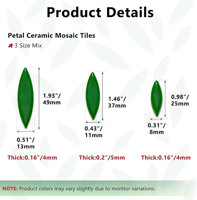 Yoption Petal Mosaic Tiles for Crafts, 200g Flower Leaf Ceramic Mosaic Tiles - Image 4