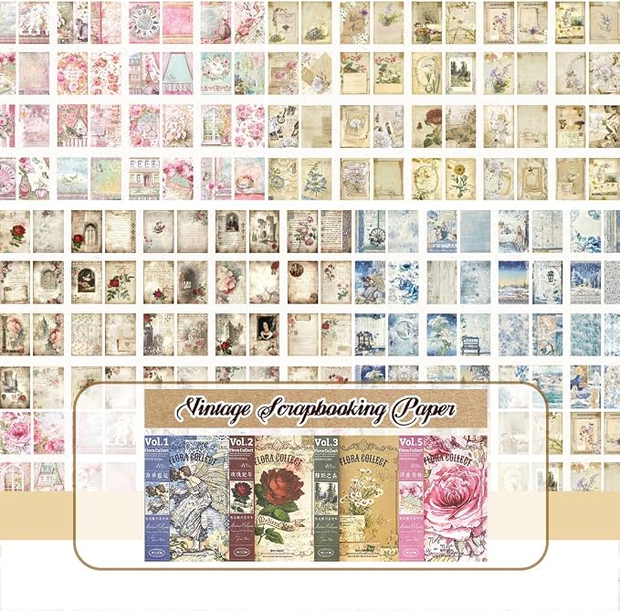 160Pcs Vintage Scrapbook Supplies Set, 4 Styles of Scrapbook Paper - Image 8