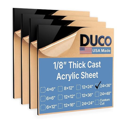 Duco Black Cast Acrylic Sheets 1/8" Thick 24" x 36" by DucoPlasticsSupply