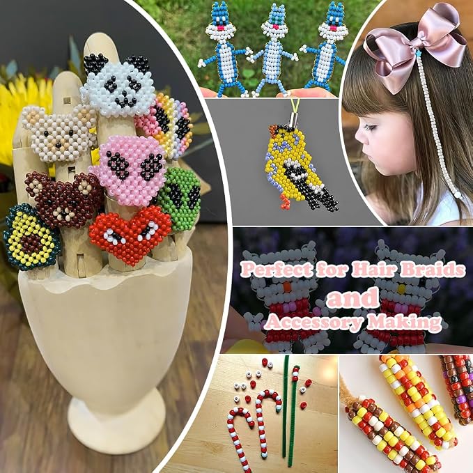 QPIXVB 1100PCS White Pony Beads, Friendship Bracelet Beads Kit, Bead - Image 3