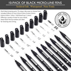 MARTCOLOR Micro Pen Fineliner Pens, 10 Size Archival Black Ink Pens | Fine - Image 2