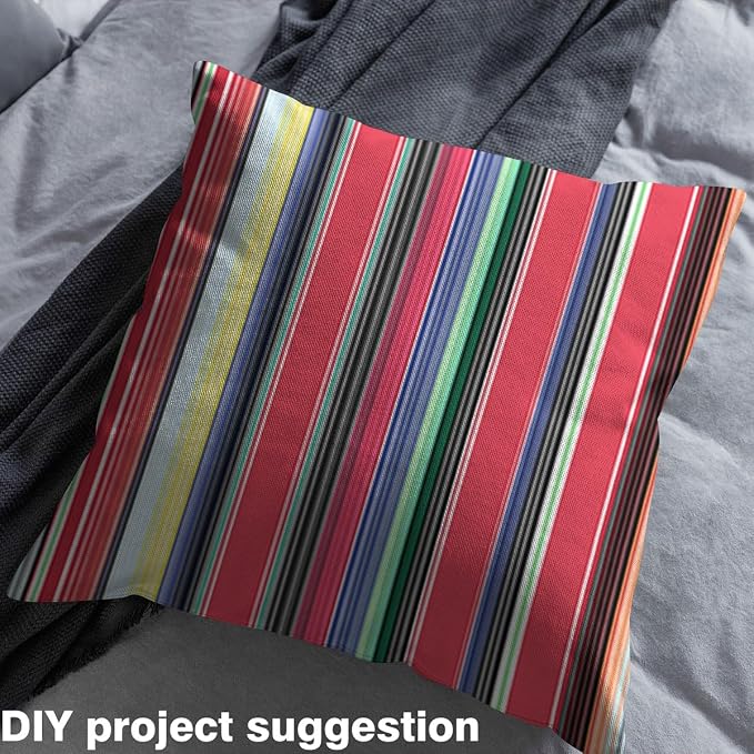 Mexico Style Fabric by The Yard, Colorful Stripes Soft Flannel Polyester No - Image 3