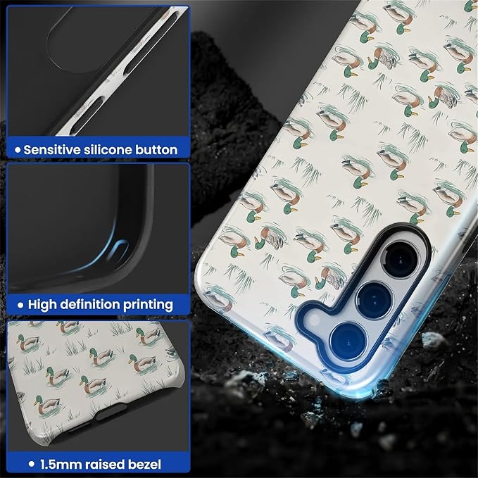 for Samsung Galaxy S23 Case, Cute Duck Pattern Glossy 2 in 1 Shockproof Bumper - Image 4