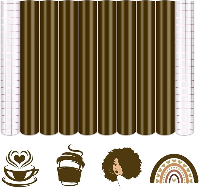 Tintnut Skin Tone Permanent Vinyl 8 Pcs 12''x10'' Dark Cacao Adhesive Vinyl | by Tintnut