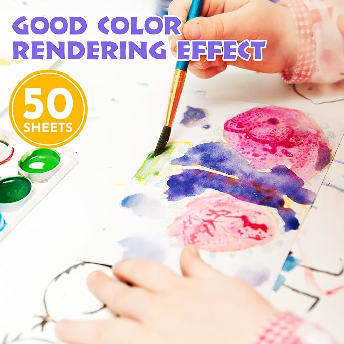 AROIC 50 Sheets Watercolor Paper Bulk, 6 Sizes 9" x 12", Painting & Craft Paper - Image 3