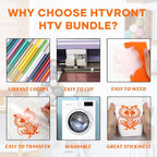 HTVRONT HTV Heat Transfer Vinyl Bundle, 20 Pack HTV, Iron on Vinyl, - Image 6