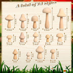 Vicenpal 40 Pcs Unfinished Wooden Mushroom 14 Size Natural Wood Mushrooms - Image 2
