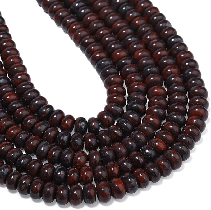 Songxi 5x8mm Natural Deep Red Stone Rondelle Beads, Gemstone - Image 7