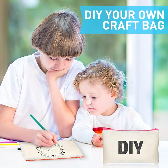 Reginary 80 Pack Canvas Zipper Makeup Bags Bulk Pencil Pouches Blank DIY Craft - Image 4