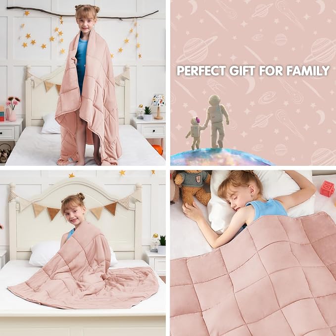 Pink Weighted Blanket Kids 3lbs, Cooling Heavy Throw Blanket - Image 8