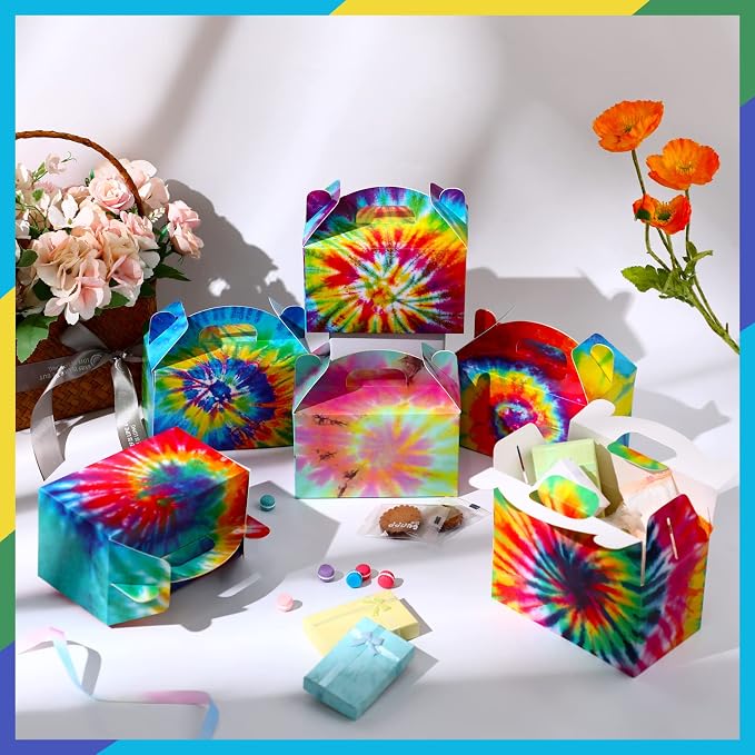 TaoBary 24 Pcs Tie Dye Party Favor Boxes Tie Dye Party Supplies Colorful - Image 4