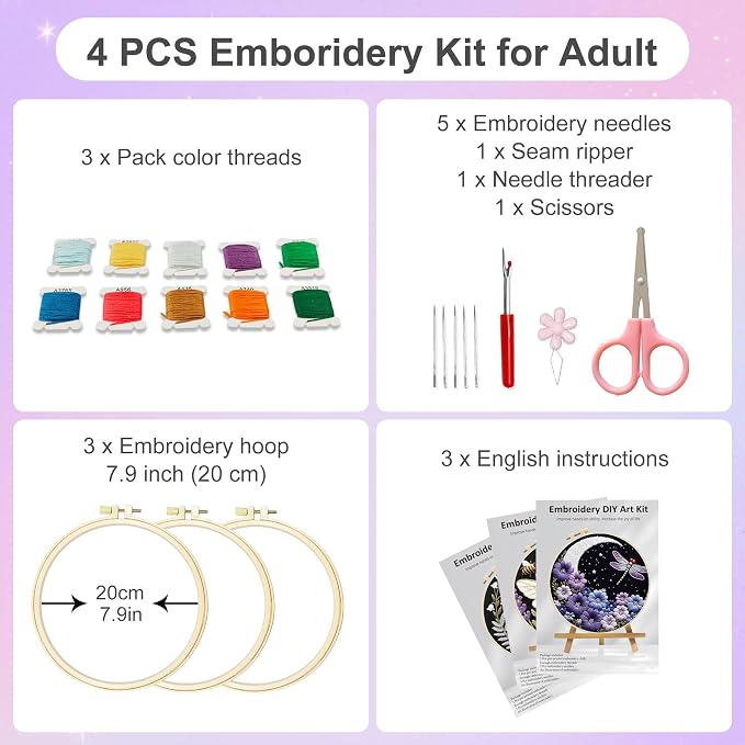 Huacan Embroidery Kit for Adults Beginners - Image 2