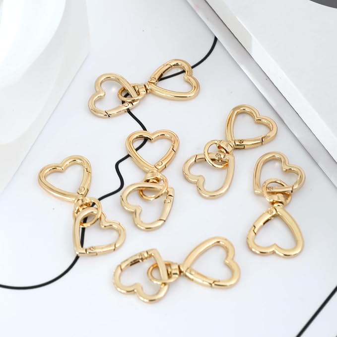 12 Pcs Heart Swivel Spring Clasps，Metal Spring Key Chain Hook Clasps，Clip - Image 4