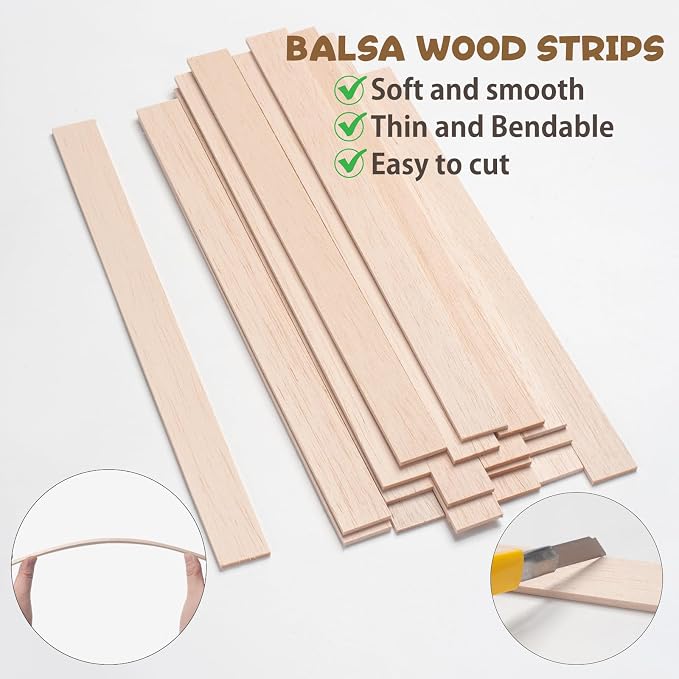 Balsa Wood Sticks, Balsa Wood Strips 1/8" × 1" × 12", Wooden Sticks - Image 4