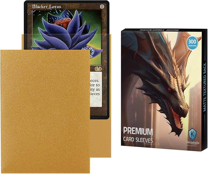 Gold MTG Card Sleeves 300CT, Matte Textured Back Card Sleeve Deck Card by Katomula