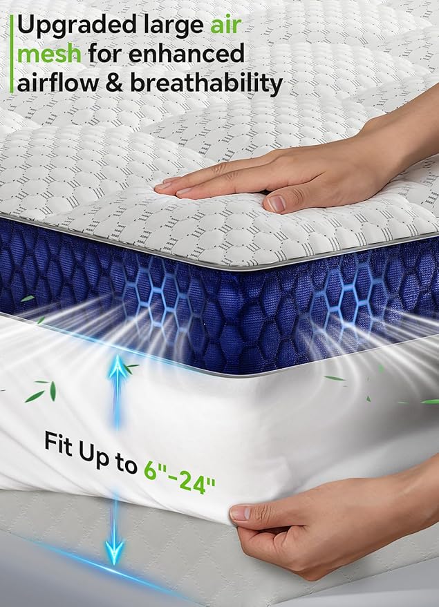 BEDELITE King Mattress Topper 3 Inch Thick Mattress Pad, Plush Pillow Top Bed - Image 4